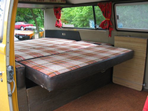 Rear seat folds out into a bed with room for two adults.
