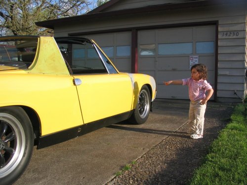 "Daddy's Per-sha!  Vroom! Vroom!"  Bella is 34" in this picture (and petit by toddler standards).
