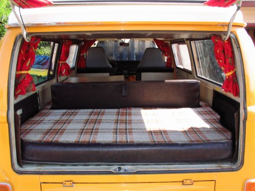 Viewing into the camper from the rear hatch.
