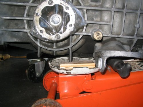 These next pictures show where I had the jack pad under the tranny.  Note that the body is not centered!
