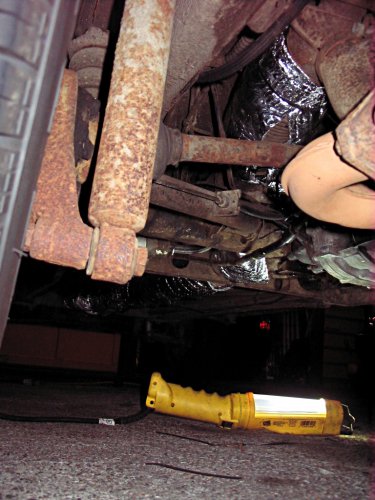 Left heat exchanger accordion duct, looking forward.  For some reason, the diameter was more than 16" so the wrap didn't fully cover it.
