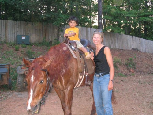 Megan giving Jhase a ride.
