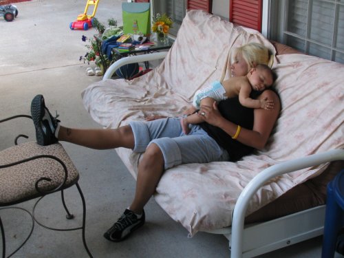 Auntie Malini and Ronin resting in the heat.
