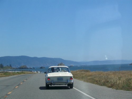 Behind Rick's (Alex's dad) Type 34, caravaning to the beach at Crescent City.
