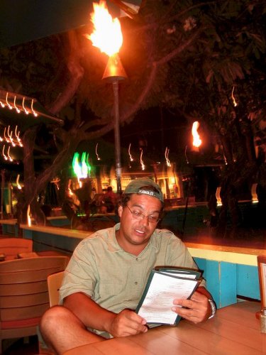 Sean Paul Kinney was one of the deckhands (and budding childrens author) on the snorkeling trip and was great company.  We had some drinks at Cool Cats (spelling?) and then enjoyed dinner at the Aloha Mixed Plate restaurant.  Here he is making recommendations.  Another fine example of the great people we met during our visit.
