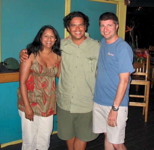 Saying good-bye.  We felt kinda bad because it was late, we'd been drinking, and he had to get up at Oh-God-Early for the next day's snorkeling safari.
