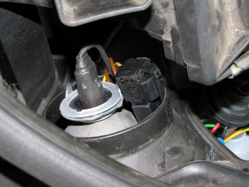 Close-up of the connectors tucked away, ready for the rubber boot to cover them.
